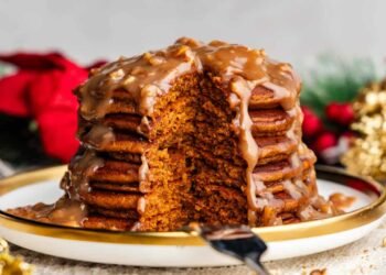 Gingerbread Pancakes with Butter Pecan Syrup